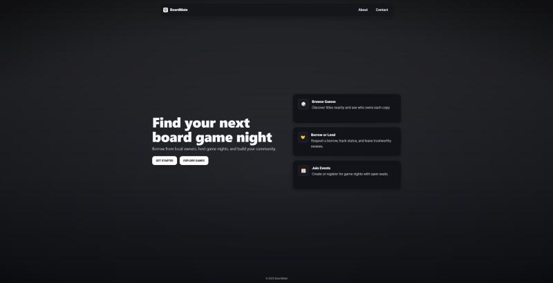 BoardMate - Full-Stack Application for Game Lending and Event Management preview 1